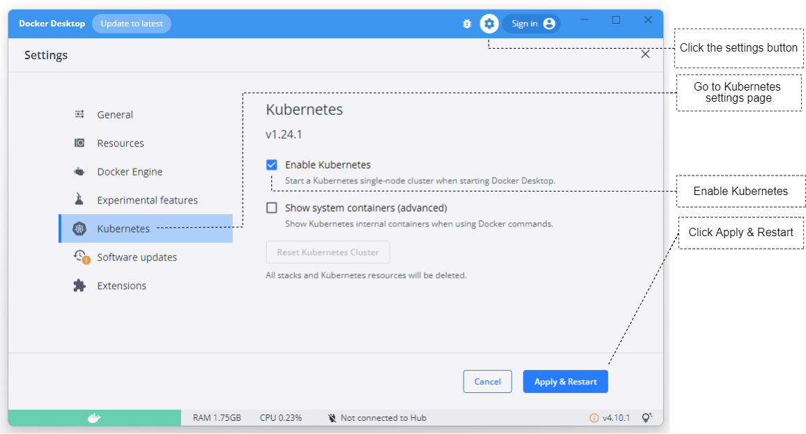 Enabling your local Kubernetes instance
